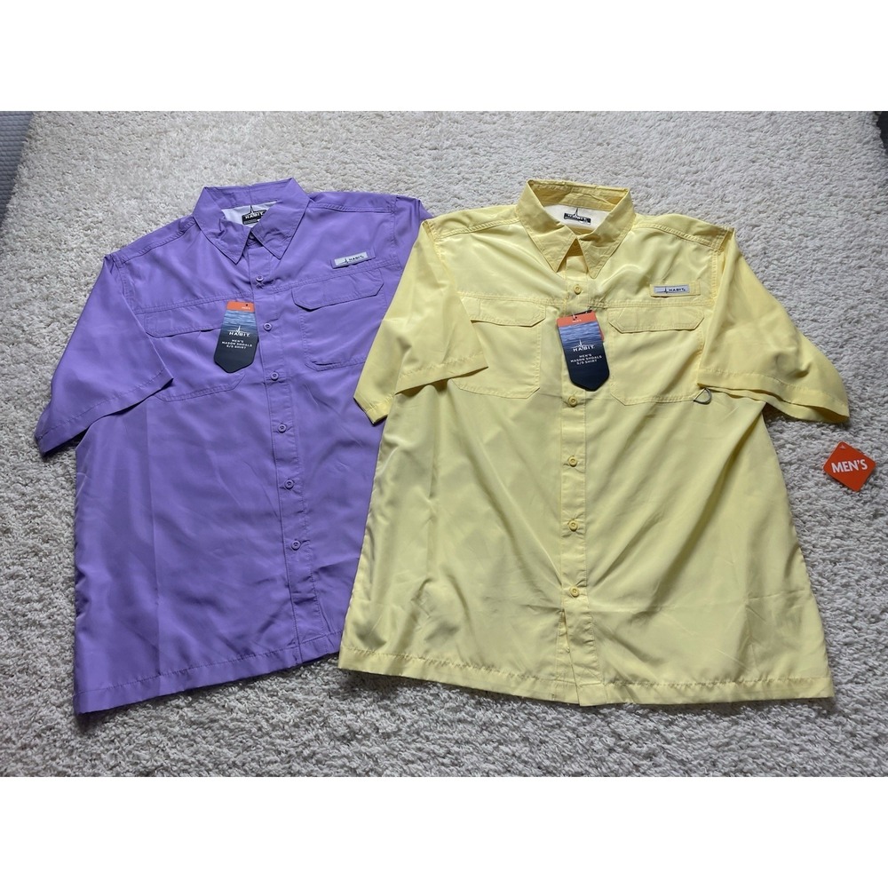 Habit Lot Of 2 Fishing Shirts Button Up Short Sleeve  Outdoor NWT Mens Large